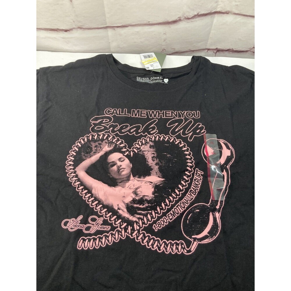 Selena Gomez Call Me When You Break Up T Shirt Womens XXL Black Pink NWT Graphic